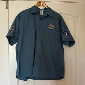Disney Grumpy Button Up Workhirt XL Blue Short Sleeve Grumpy Dwarf‎ Snow White